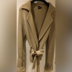 Beige Ribbed Knit Sweater